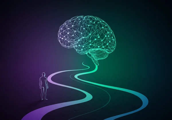 Perwakilan abstrak seseorang yang memulakan perjalanan penemuan diri.