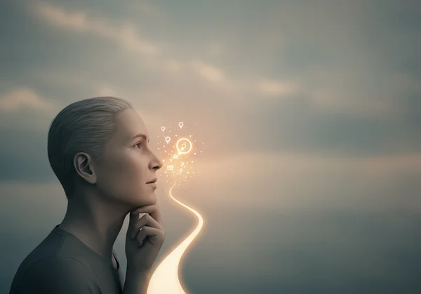 Orang dewasa merenungkan perjalanan penemuan diri, merasa berbeza.