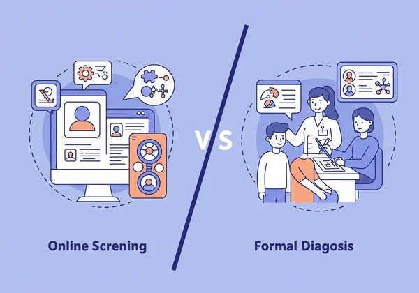 Visual comparing online screening to formal ASD diagnosis