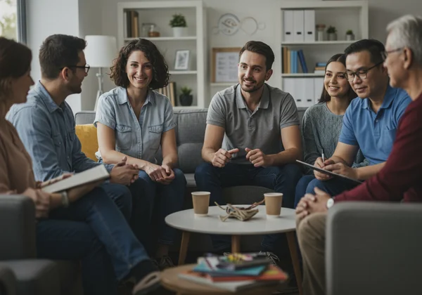 Diverse group connecting in an autism support community
